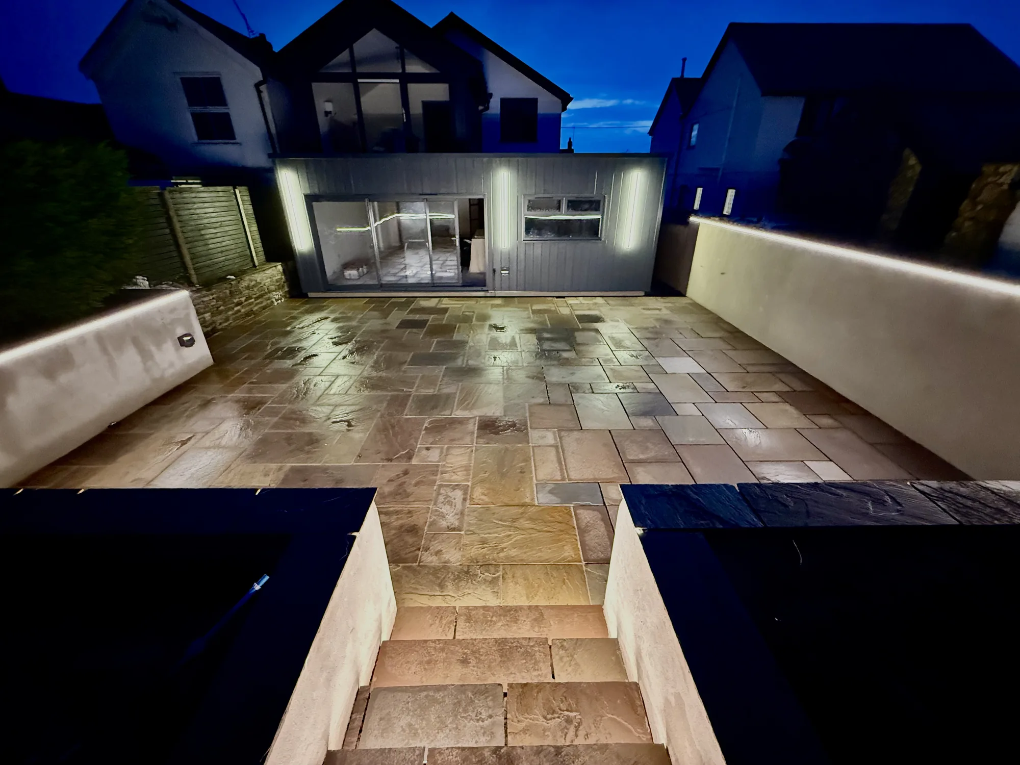 Accent lighting highlighting garden features