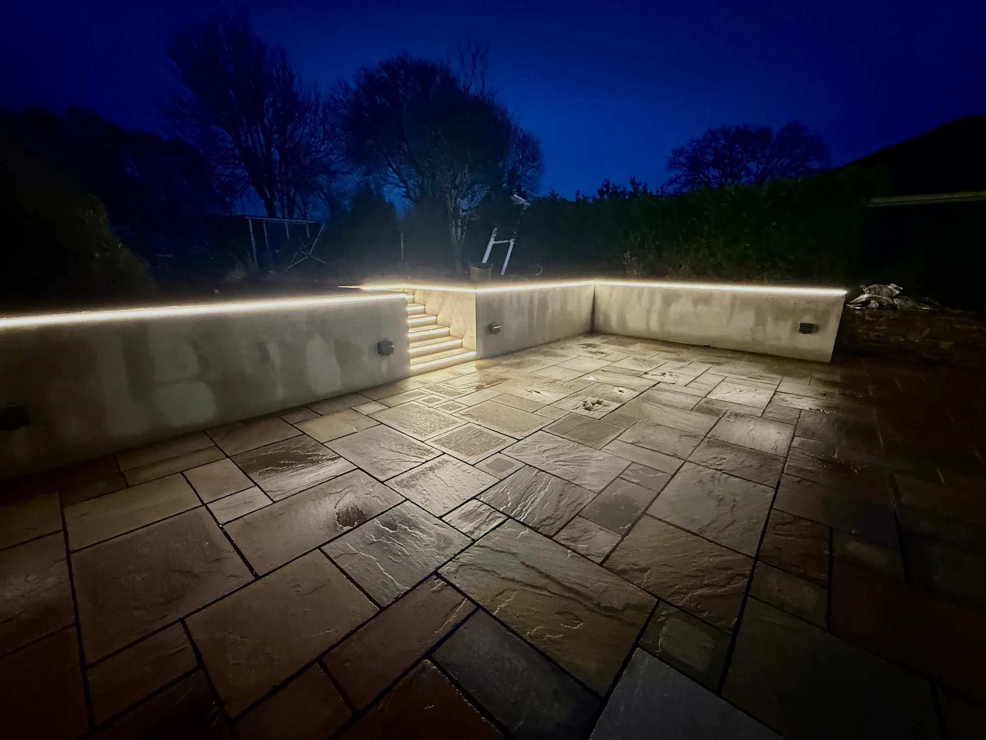 Decorative outdoor lighting in a Swansea garden